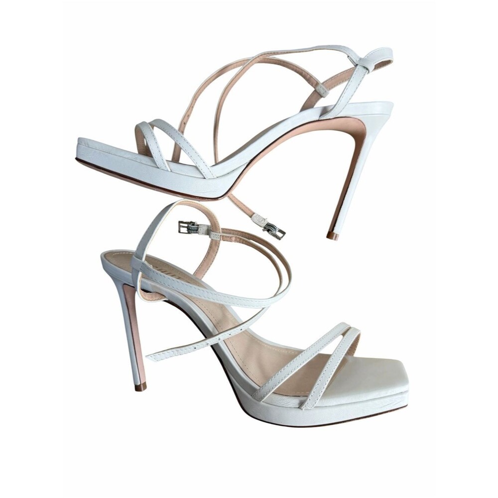 Schutz Tersa Stiletto Heels size 7.5B White Leather Square Toe Party Shoes